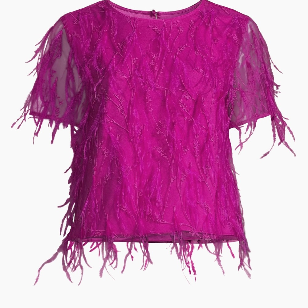 NWT Milly Rava Feather Tee, Pink, Large